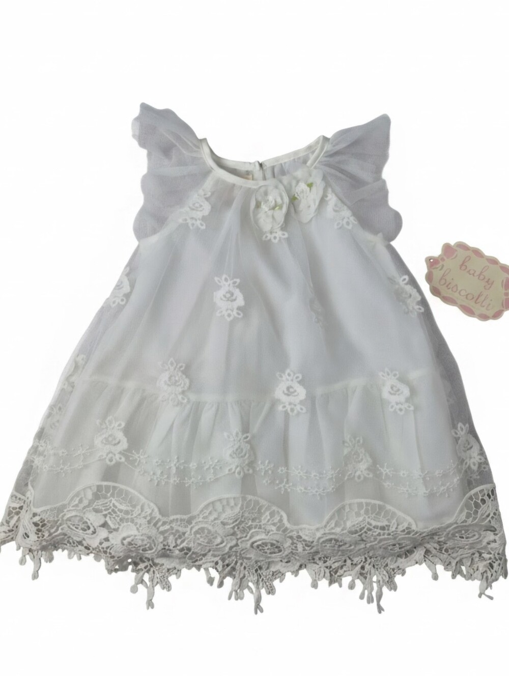 NWT Baby Biscotti Kate Mack Ivory Lace Tulle Floral Dress 12M